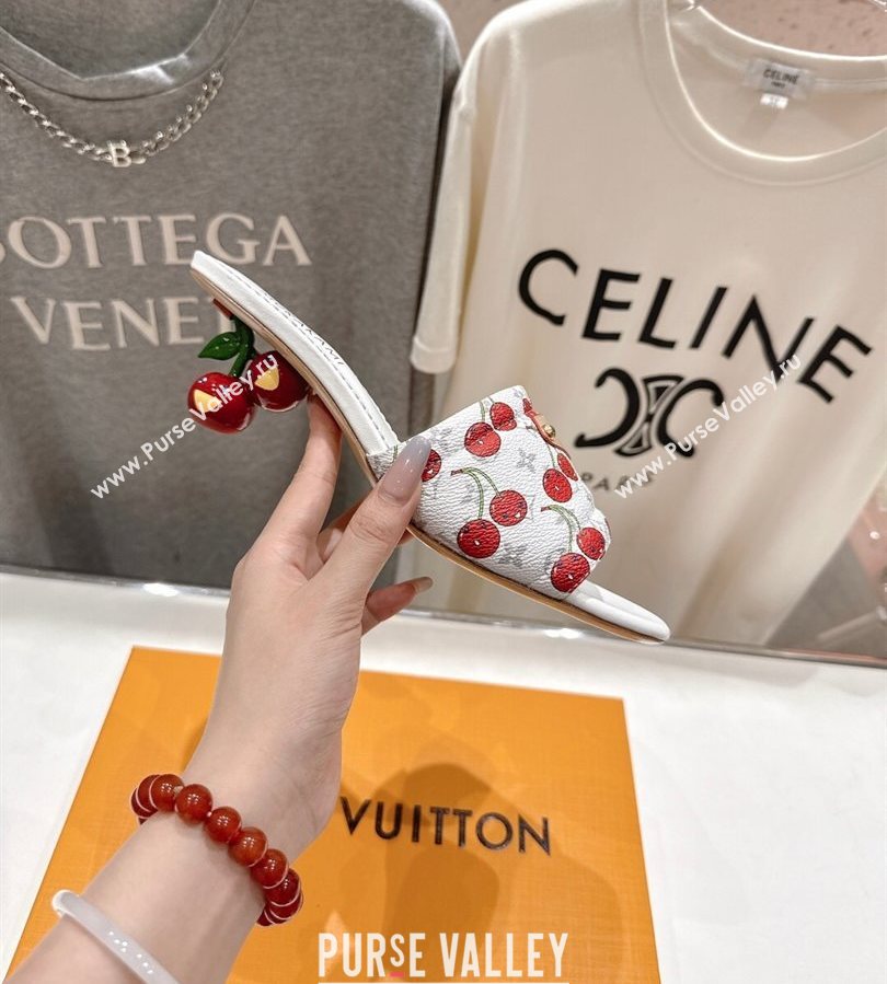 Louis Vuitton LV x TM Lily Heel Slides Sandal 5.5cm in Monogram Canvas with Bow White 2025 (MD-250712070)