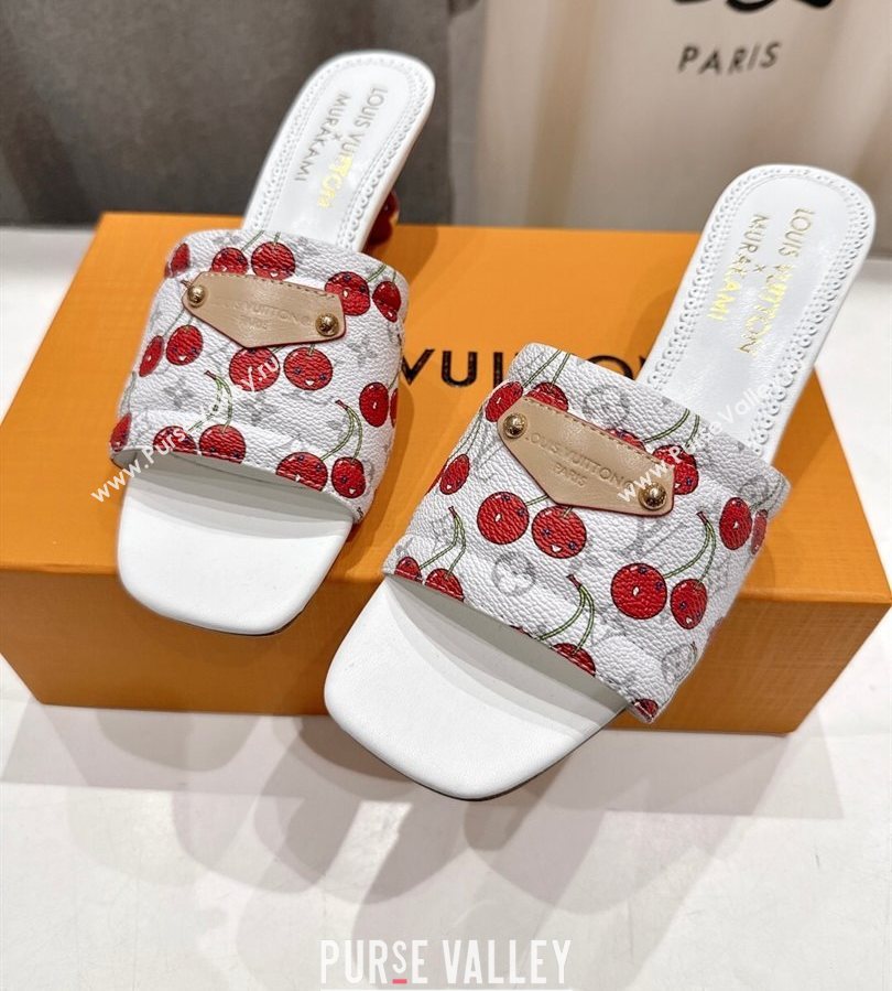 Louis Vuitton LV x TM Lily Heel Slides Sandal 5.5cm in Monogram Canvas with Bow White 2025 (MD-250712070)