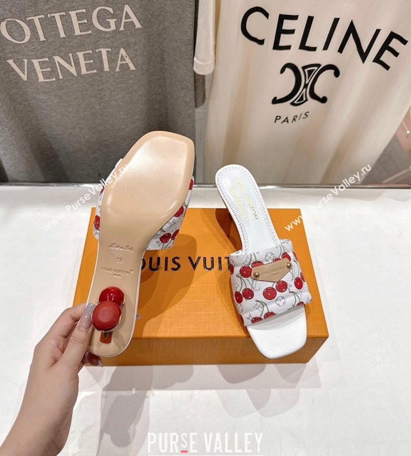 Louis Vuitton LV x TM Lily Heel Slides Sandal 5.5cm in Monogram Canvas with Bow White 2025 (MD-250712070)