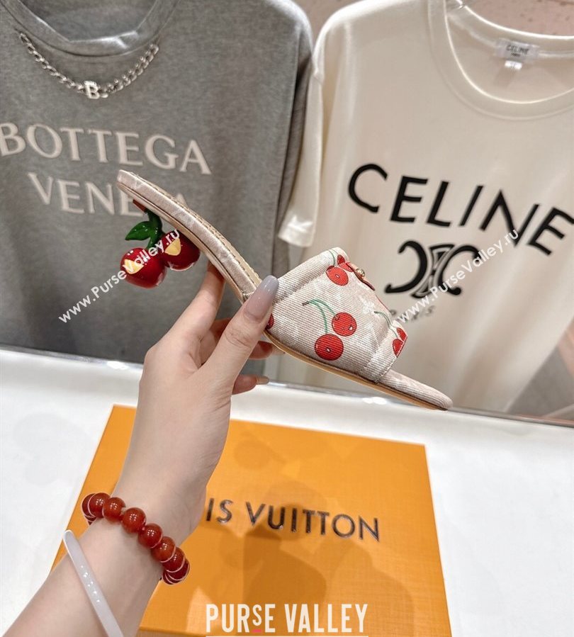 Louis Vuitton LV x TM Lily Heel Slides Sandal 5.5cm in Monogram Denim with Bow Beige 2025 (MD-250712064)