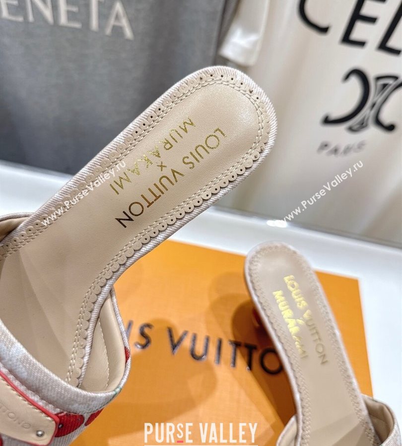 Louis Vuitton LV x TM Lily Heel Slides Sandal 5.5cm in Monogram Denim with Bow Beige 2025 (MD-250712064)