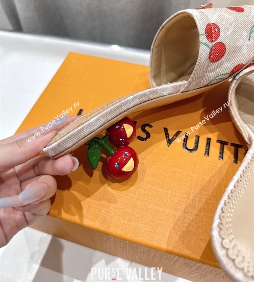 Louis Vuitton LV x TM Lily Heel Slides Sandal 5.5cm in Monogram Denim with Bow Beige 2025 (MD-250712064)