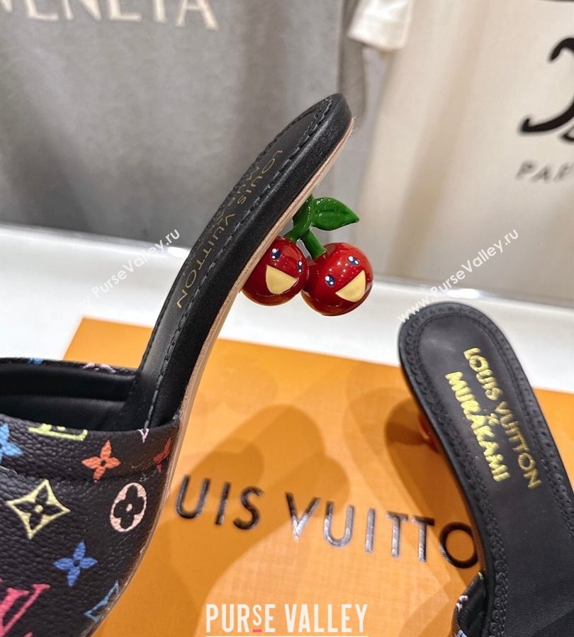 Louis Vuitton LV x TM Lily Heel Slides Sandal 5.5cm with Bow Black/Multicolor 2025 (MD-250712066)