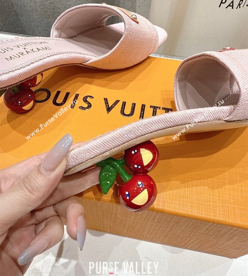 Louis Vuitton LV x TM Lily Heel Slides Sandal 5.5cm in Monogram Denim with Bow Light Pink 2025 (MD-250712067)