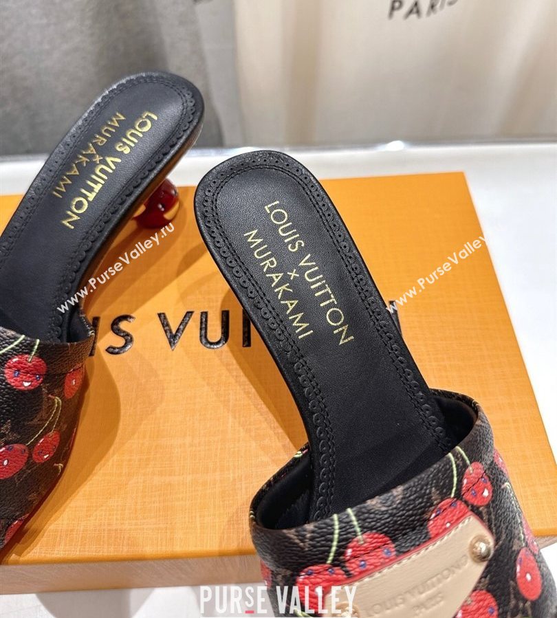 Louis Vuitton LV x TM Lily Heel Slides Sandal 5.5cm in Cherry Monogram Canvas with Bow 2025 (MD-250712071)