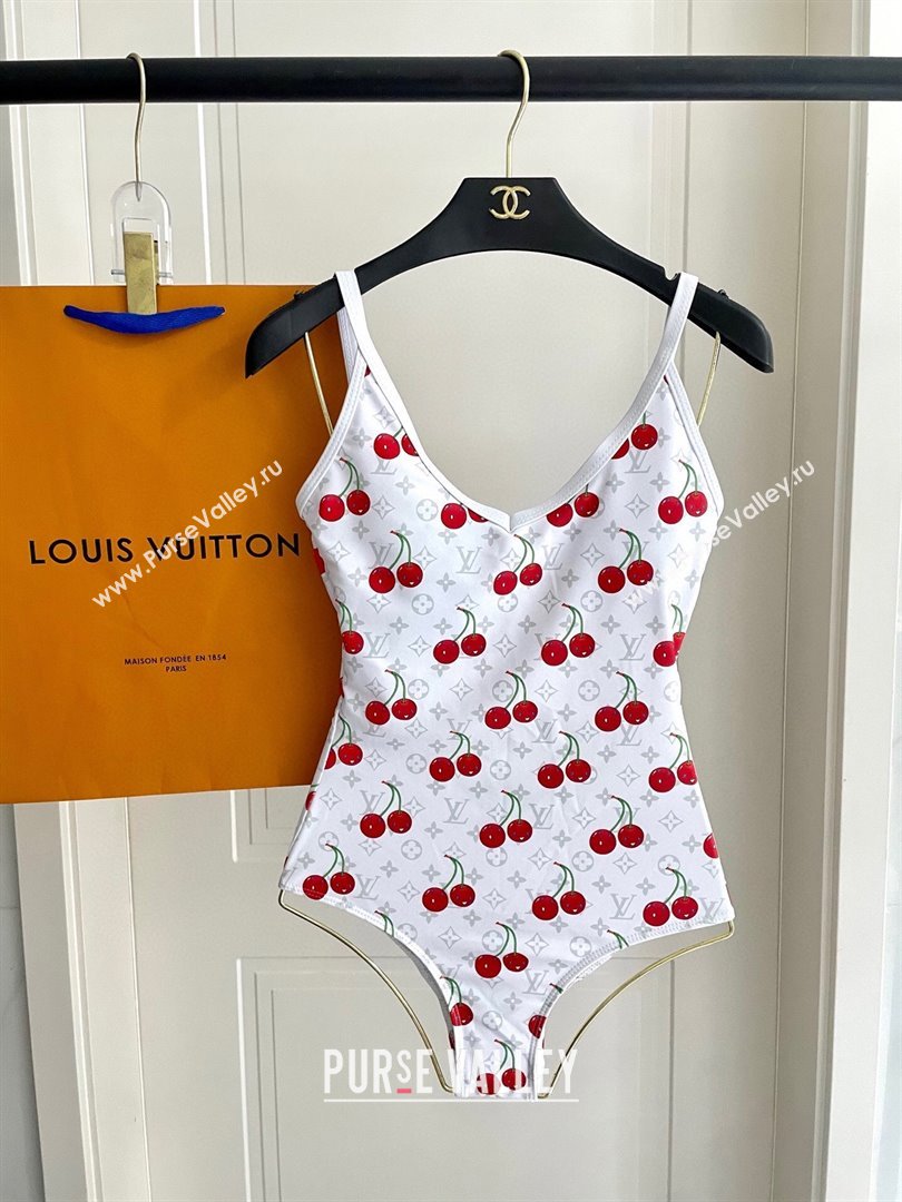 Louis Vuitton LV x TM Cerise Cherry Swimsuit White 2025 1AHIBU (SHI-250721131)