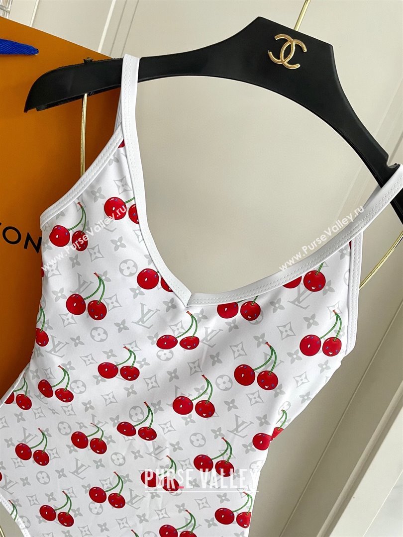 Louis Vuitton LV x TM Cerise Cherry Swimsuit White 2025 1AHIBU (SHI-250721131)