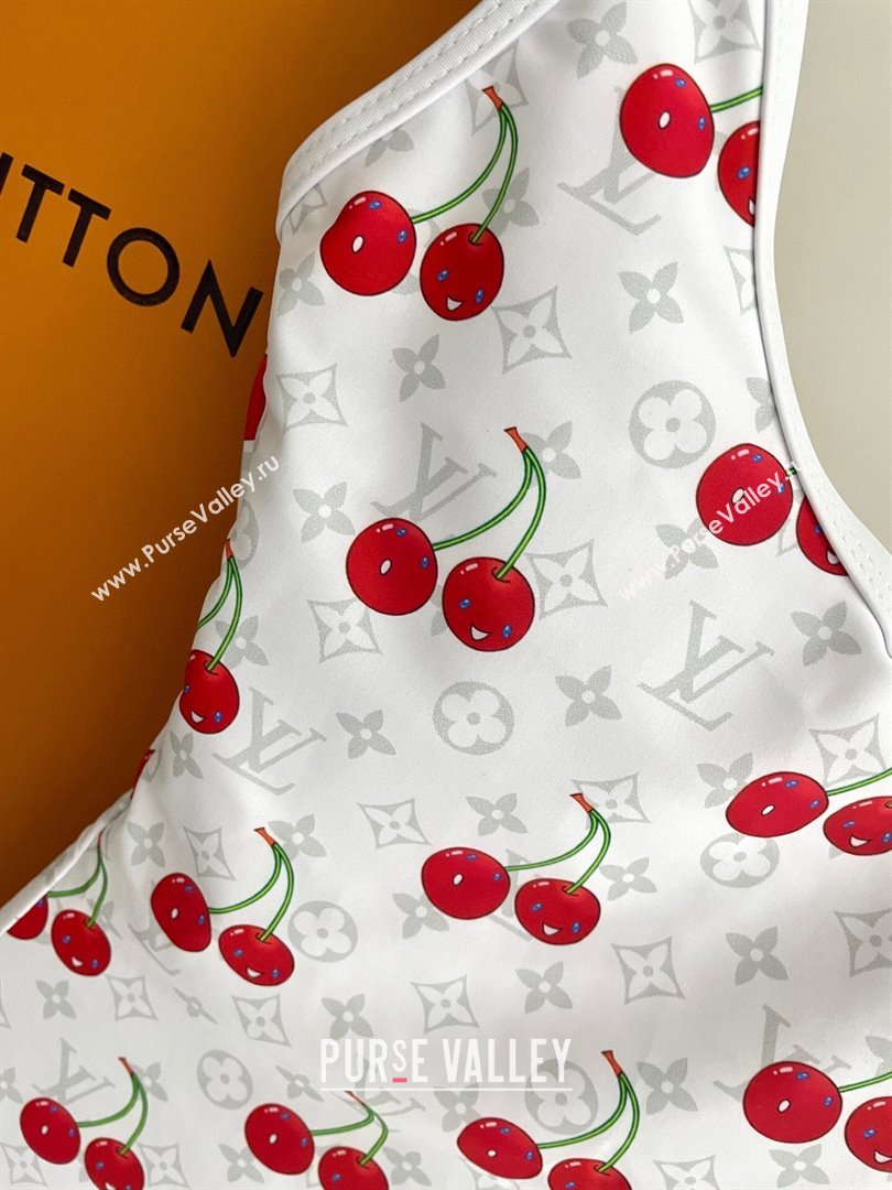 Louis Vuitton LV x TM Cerise Cherry Swimsuit White 2025 1AHIBU (SHI-250721131)