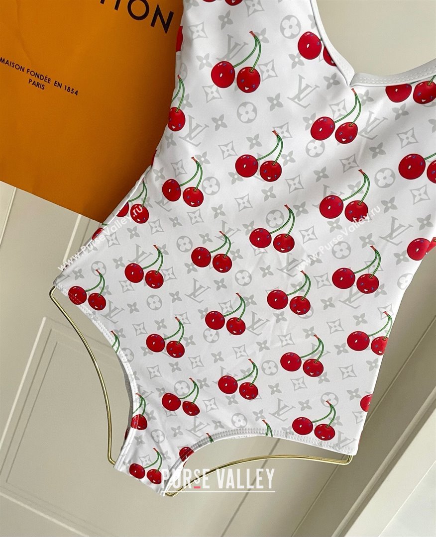 Louis Vuitton LV x TM Cerise Cherry Swimsuit White 2025 1AHIBU (SHI-250721131)