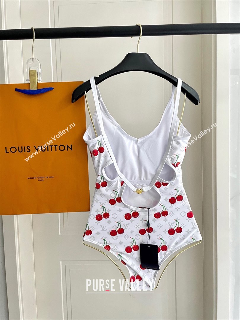 Louis Vuitton LV x TM Cerise Cherry Swimsuit White 2025 1AHIBU (SHI-250721131)