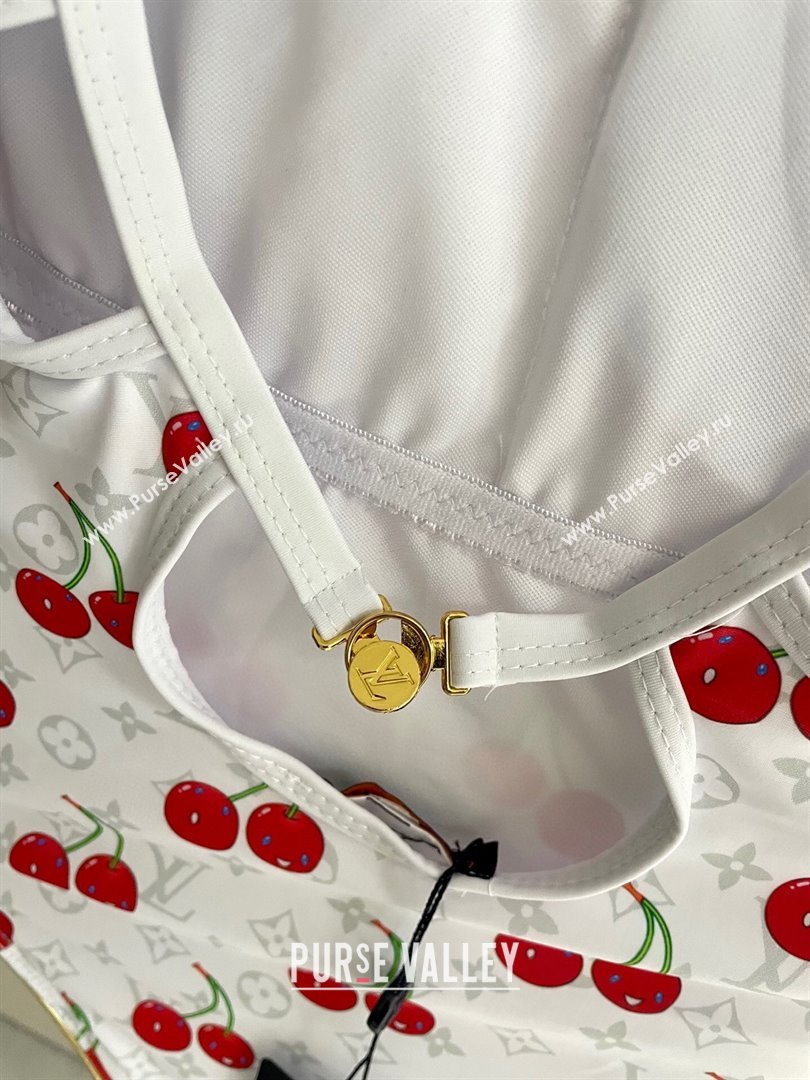 Louis Vuitton LV x TM Cerise Cherry Swimsuit White 2025 1AHIBU (SHI-250721131)