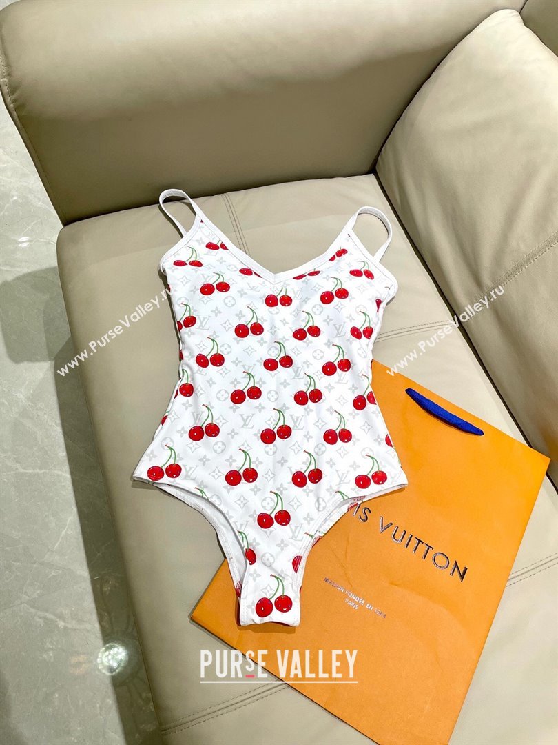 Louis Vuitton LV x TM Cerise Cherry Swimsuit White 2025 1AHIBU (SHI-250721131)