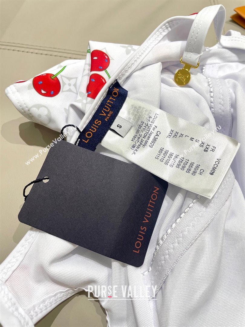 Louis Vuitton LV x TM Cerise Cherry Swimsuit White 2025 1AHIBU (SHI-250721131)
