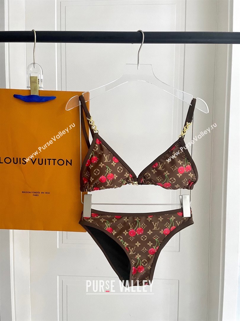 Louis Vuitton LV x TM Cerise Cherry Bikini Set Brown 2025 0721 (SHI-250721130)