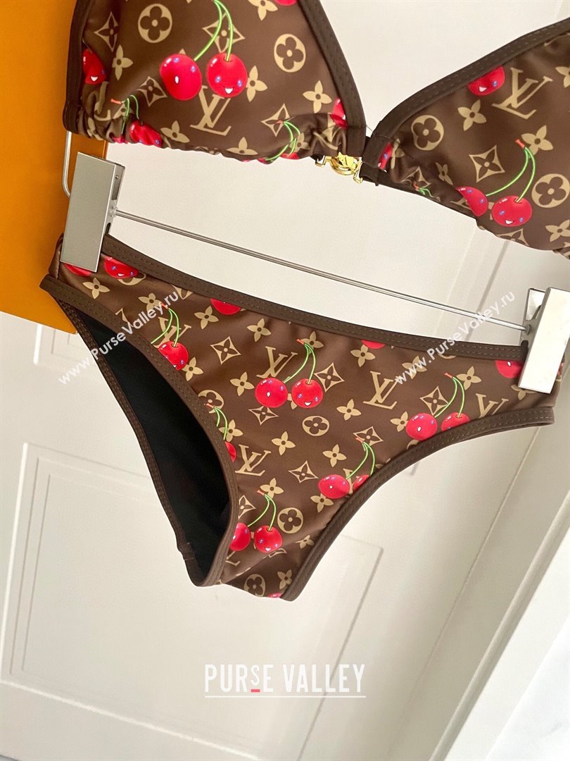 Louis Vuitton LV x TM Cerise Cherry Bikini Set Brown 2025 0721 (SHI-250721130)