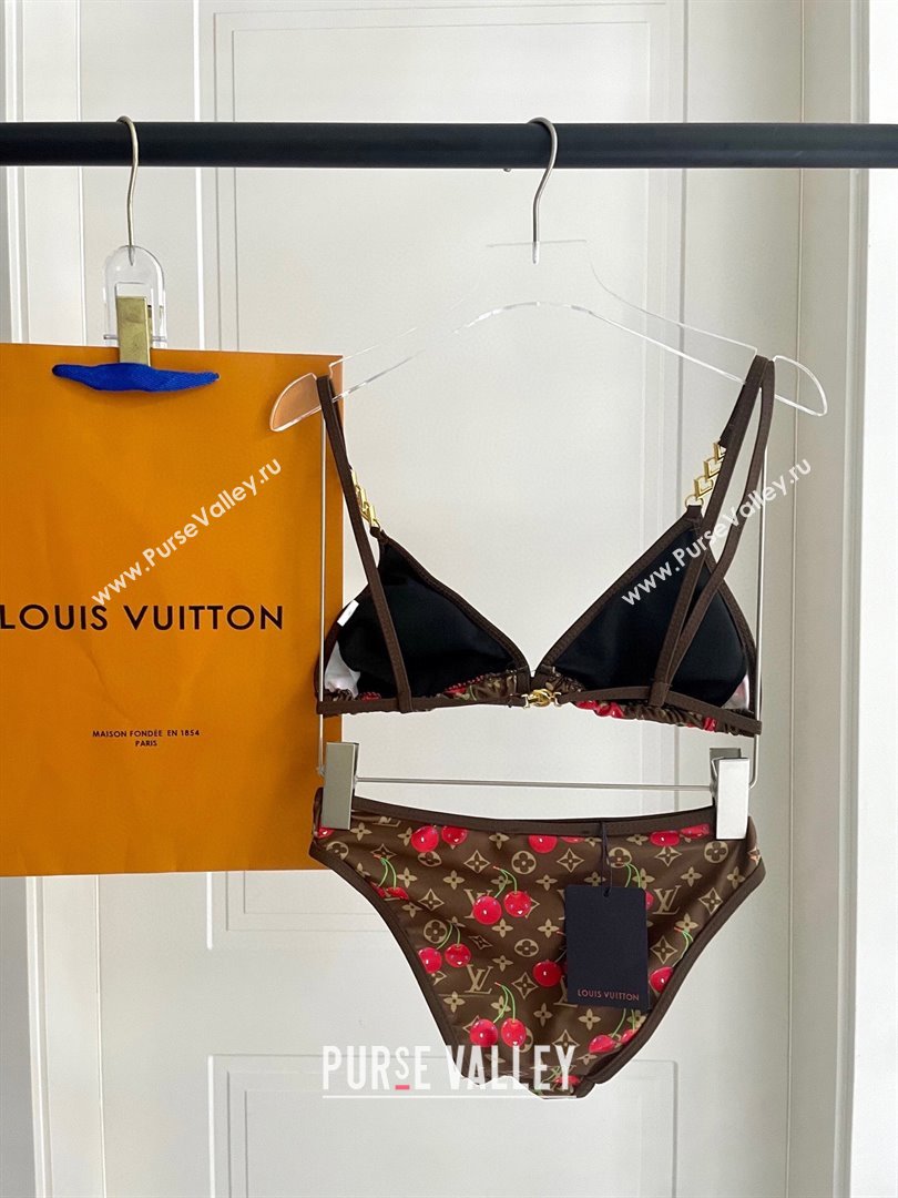 Louis Vuitton LV x TM Cerise Cherry Bikini Set Brown 2025 0721 (SHI-250721130)