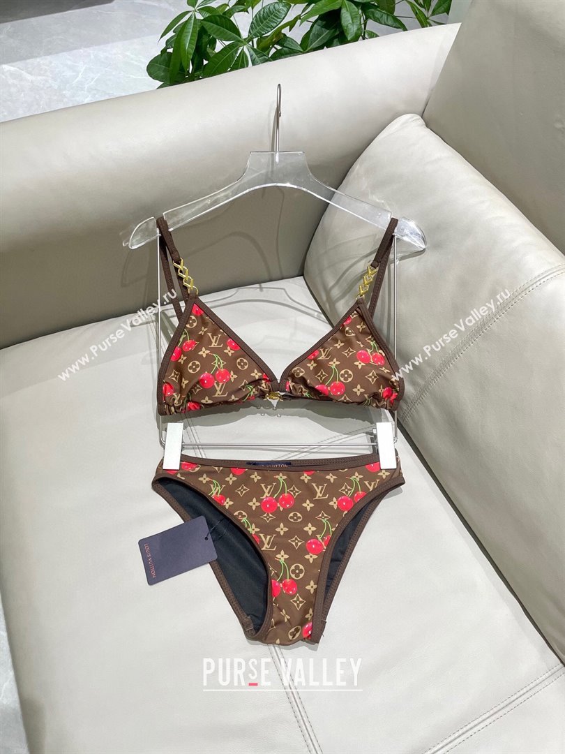 Louis Vuitton LV x TM Cerise Cherry Bikini Set Brown 2025 0721 (SHI-250721130)