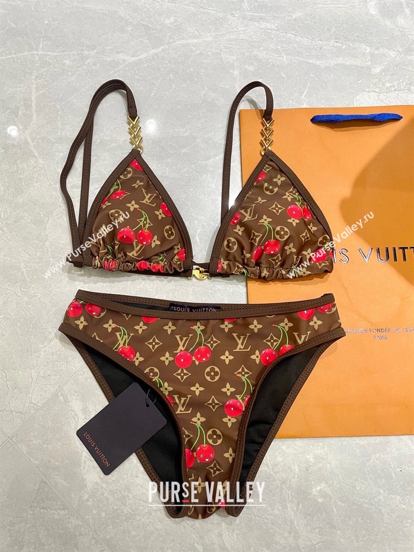 Louis Vuitton LV x TM Cerise Cherry Bikini Set Brown 2025 0721 (SHI-250721130)
