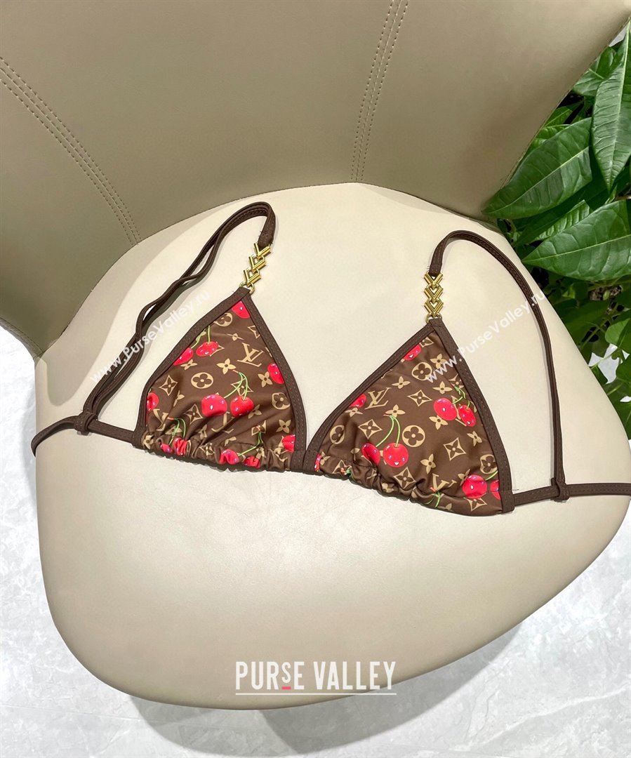 Louis Vuitton LV x TM Cerise Cherry Bikini Set Brown 2025 0721 (SHI-250721130)