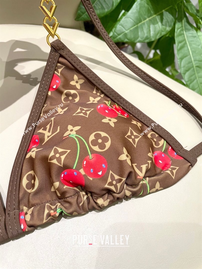 Louis Vuitton LV x TM Cerise Cherry Bikini Set Brown 2025 0721 (SHI-250721130)