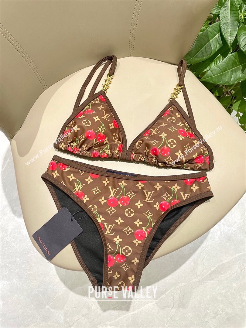 Louis Vuitton LV x TM Cerise Cherry Bikini Set Brown 2025 0721 (SHI-250721130)