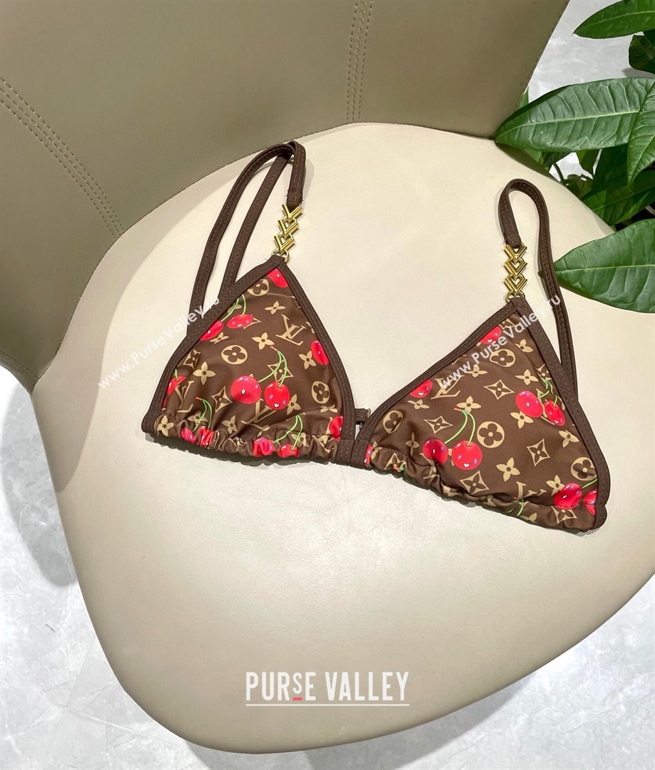 Louis Vuitton LV x TM Cerise Cherry Bikini Set Brown 2025 0721 (SHI-250721130)