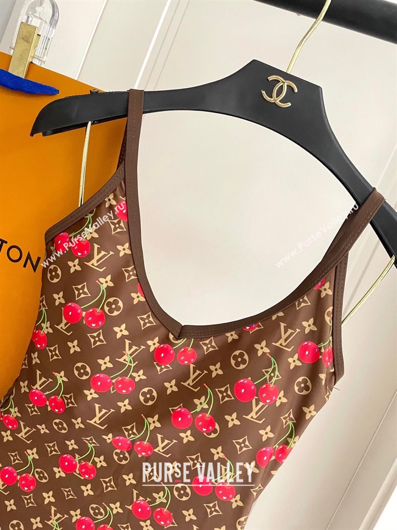 Louis Vuitton LV x TM Cerise Cherry Swimsuit Brown 2025 1AHIBU (SHI-250721132)