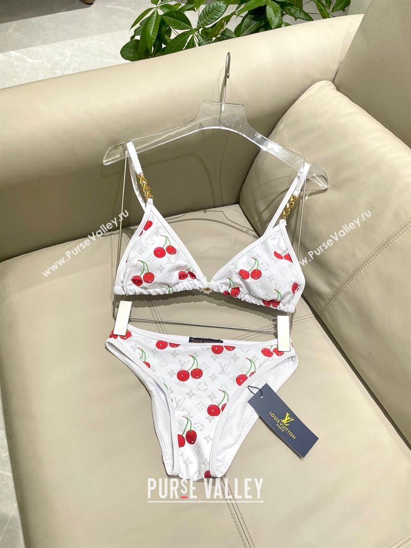 Louis Vuitton LV x TM Cerise Cherry Bikini Set White 2025 0721 (SHI-250721129)