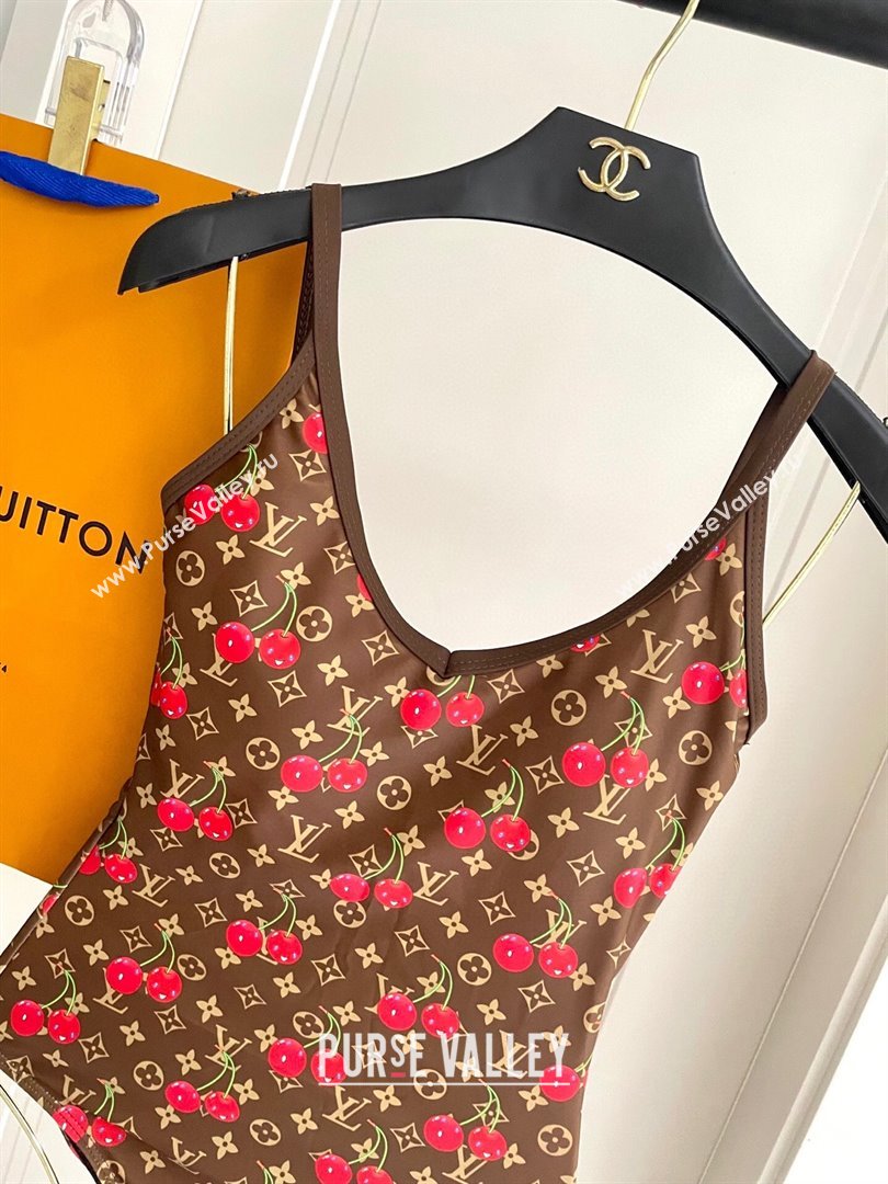 Louis Vuitton LV x TM Cerise Cherry Swimsuit Brown 2025 1AHIBU (SHI-250721132)
