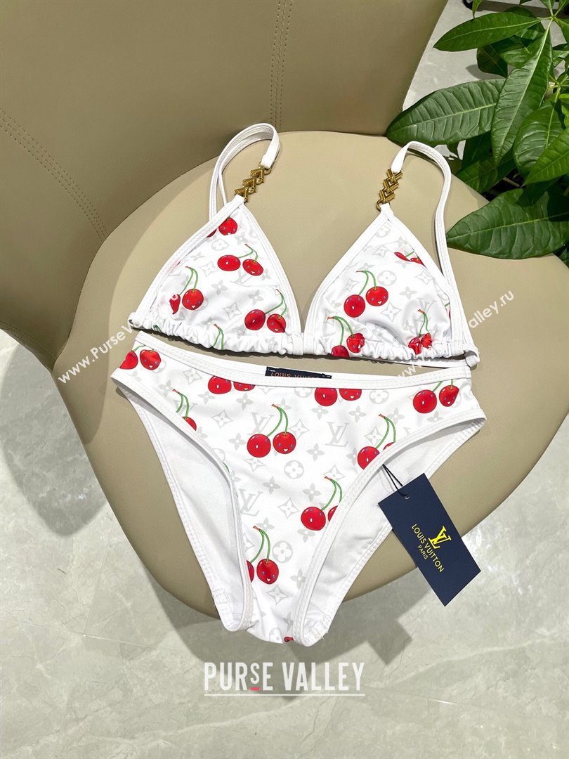 Louis Vuitton LV x TM Cerise Cherry Bikini Set White 2025 0721 (SHI-250721129)