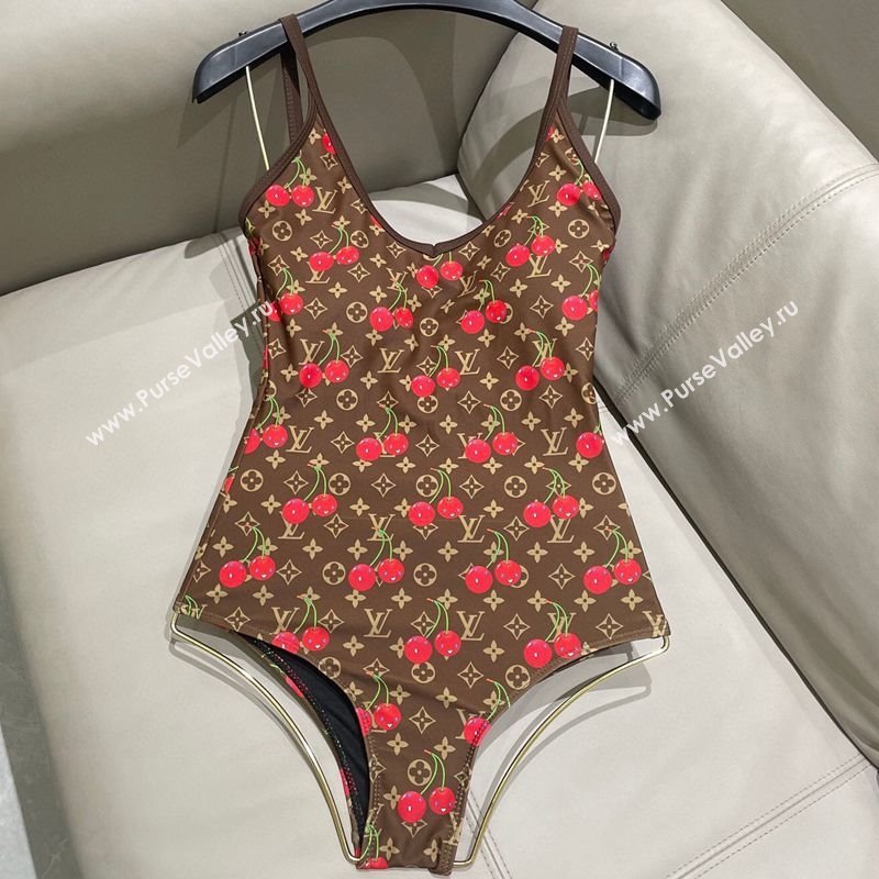 Louis Vuitton LV x TM Cerise Cherry Swimsuit Brown 2025 1AHIBU (SHI-250721132)