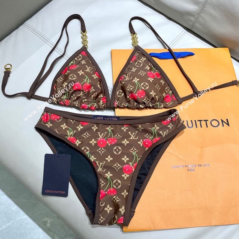 Louis Vuitton LV x TM Cerise Cherry Bikini Set Brown 2025 0721 (SHI-250721130)
