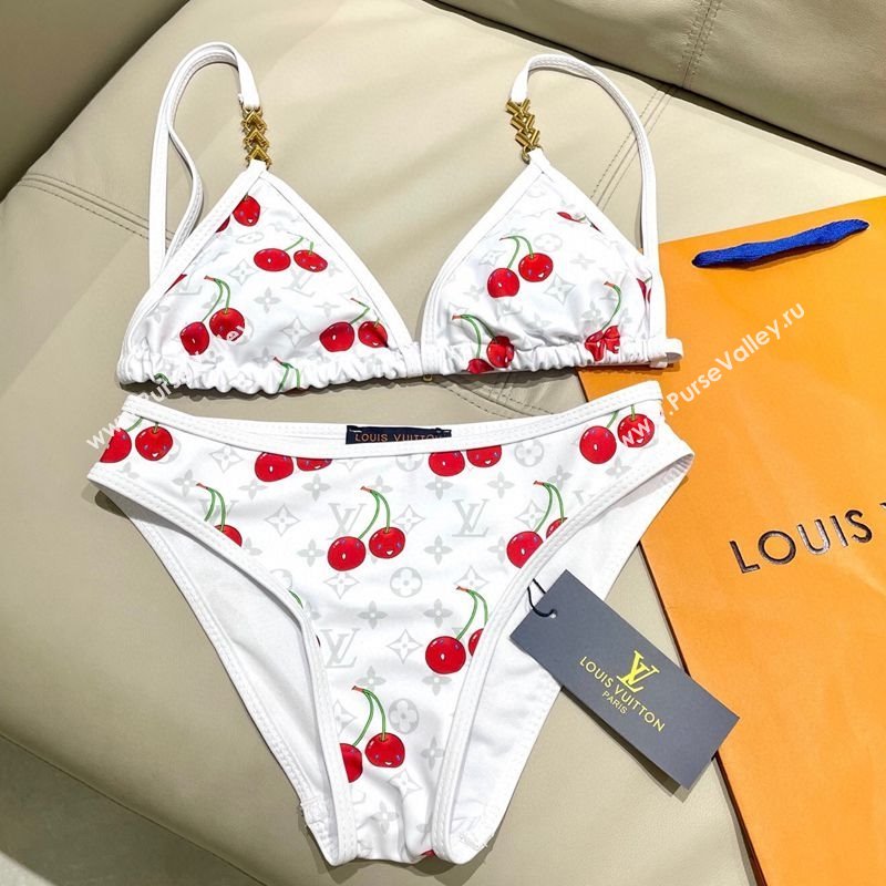Louis Vuitton LV x TM Cerise Cherry Bikini Set White 2025 0721 (SHI-250721129)