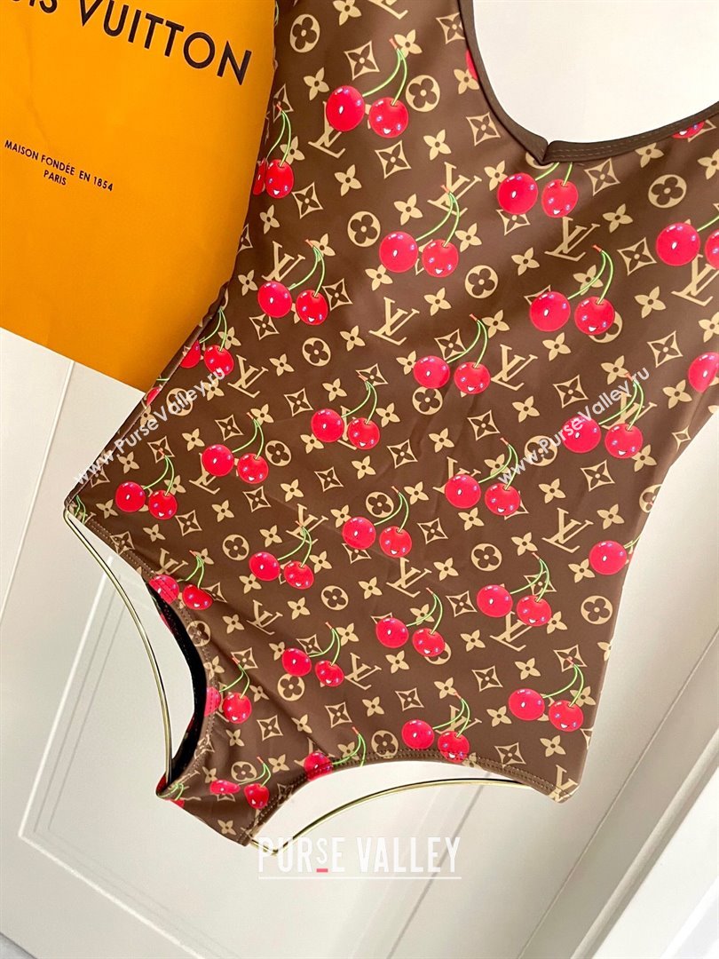 Louis Vuitton LV x TM Cerise Cherry Swimsuit Brown 2025 1AHIBU (SHI-250721132)