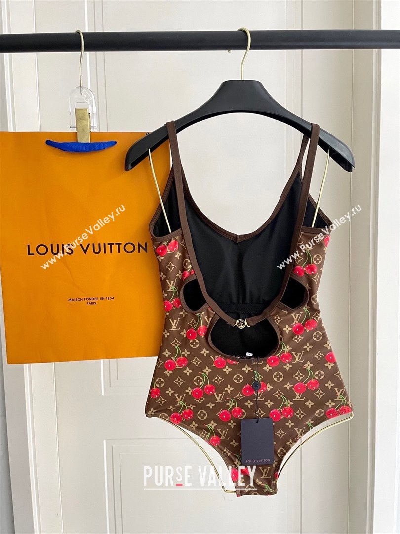 Louis Vuitton LV x TM Cerise Cherry Swimsuit Brown 2025 1AHIBU (SHI-250721132)