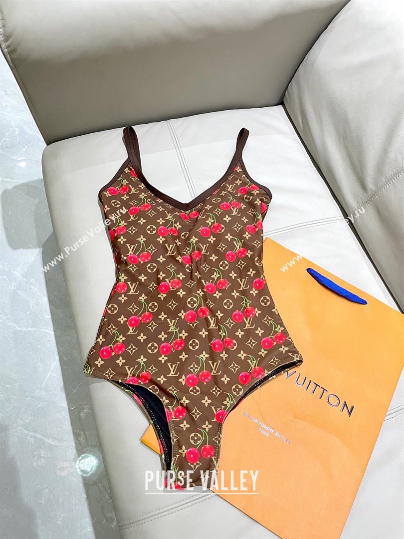Louis Vuitton LV x TM Cerise Cherry Swimsuit Brown 2025 1AHIBU (SHI-250721132)