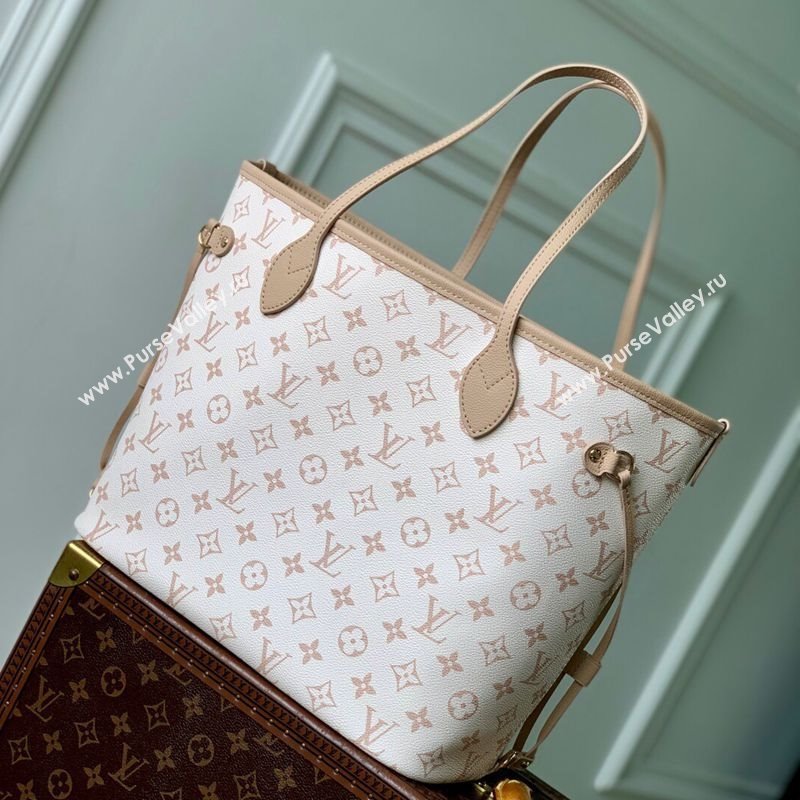 Louis Vuitton Neverfull Bandouliere Inside Out MM Tote bag Monogram Canvas/Leather White/Beige 2025 25665 (KI-2508110039)