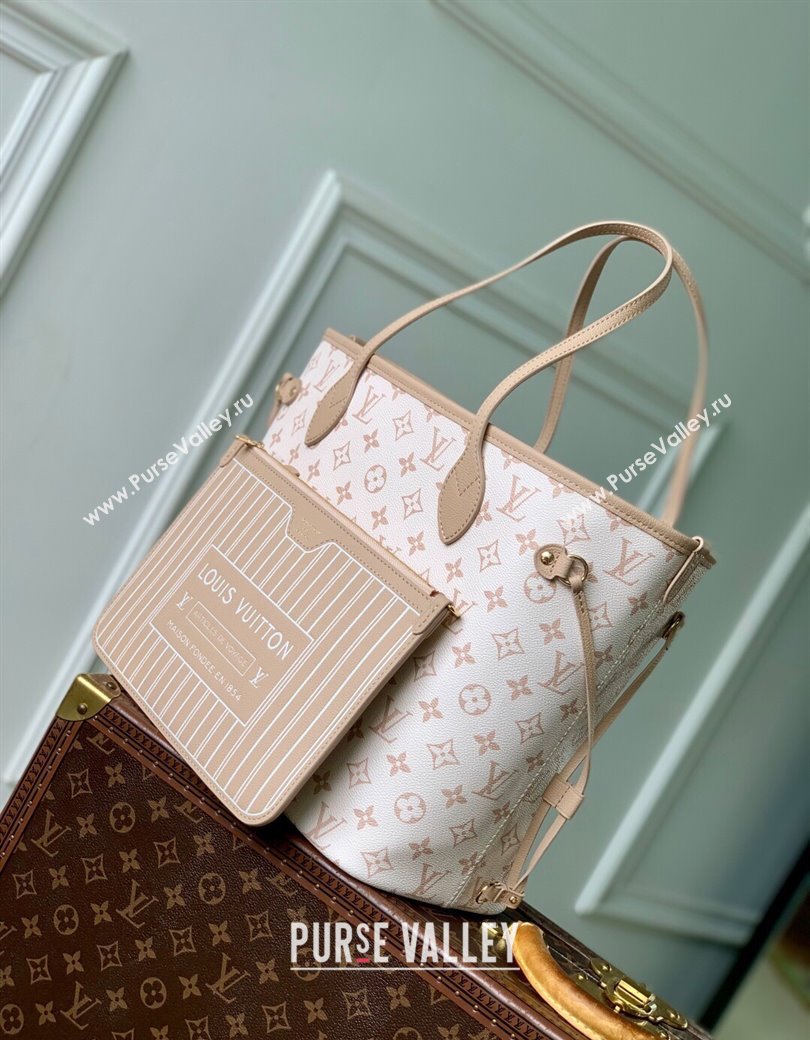 Louis Vuitton Neverfull Bandouliere Inside Out MM Tote bag Monogram Canvas/Leather White/Beige 2025 25665 (KI-2508110039)