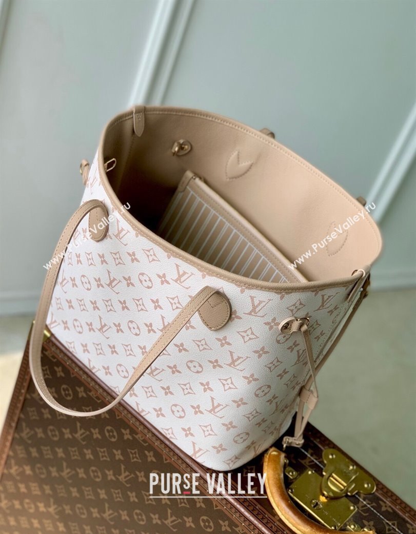 Louis Vuitton Neverfull Bandouliere Inside Out MM Tote bag Monogram Canvas/Leather White/Beige 2025 25665 (KI-2508110039)