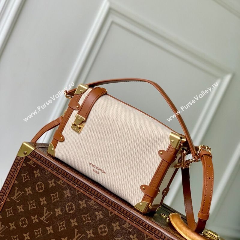 Louis Vuitton Side Trunk MM Bag in Cotton Canvas and Leather M14411 Beige/Brown 2025 (KI-2508110030)