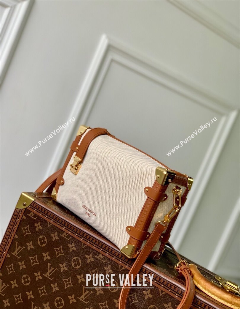 Louis Vuitton Side Trunk MM Bag in Cotton Canvas and Leather M14411 Beige/Brown 2025 (KI-2508110030)
