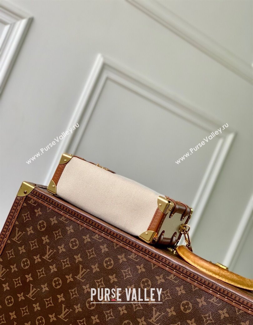 Louis Vuitton Side Trunk MM Bag in Cotton Canvas and Leather M14411 Beige/Brown 2025 (KI-2508110030)
