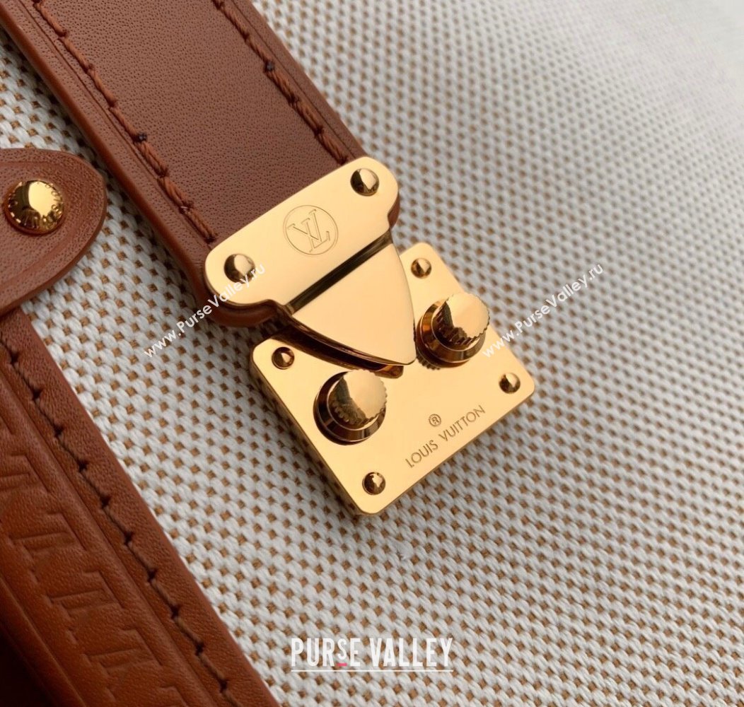 Louis Vuitton Side Trunk MM Bag in Cotton Canvas and Leather M14411 Beige/Brown 2025 (KI-2508110030)