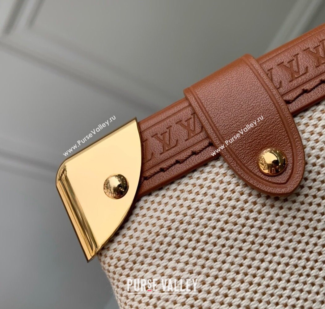 Louis Vuitton Side Trunk MM Bag in Cotton Canvas and Leather M14411 Beige/Brown 2025 (KI-2508110030)