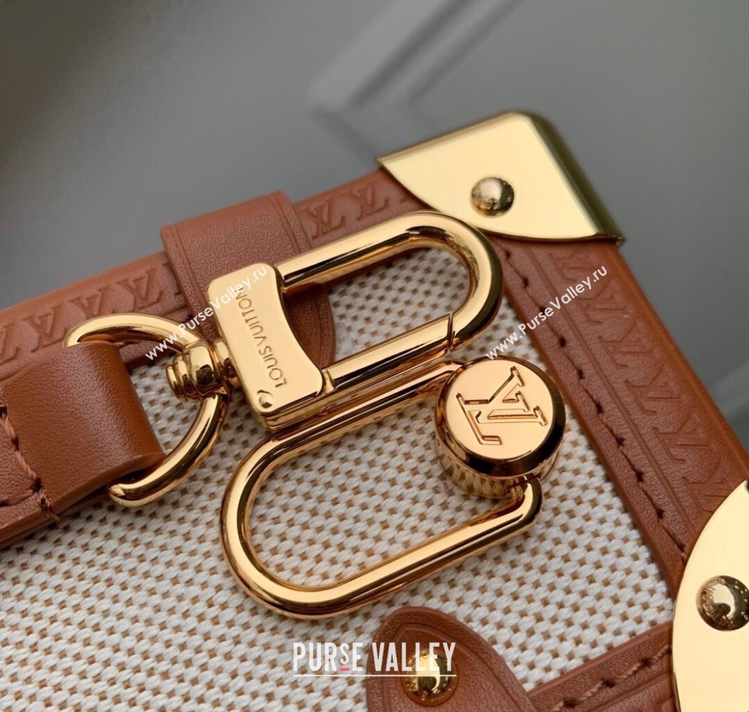 Louis Vuitton Side Trunk MM Bag in Cotton Canvas and Leather M14411 Beige/Brown 2025 (KI-2508110030)