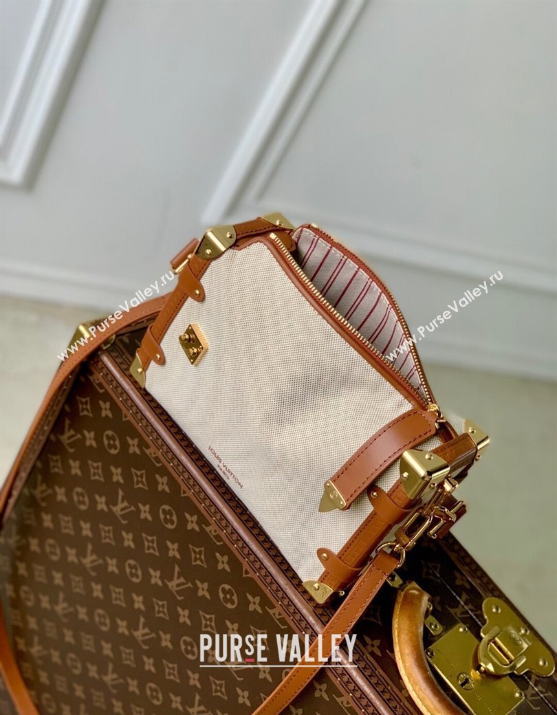 Louis Vuitton Side Trunk MM Bag in Cotton Canvas and Leather M14411 Beige/Brown 2025 (KI-2508110030)