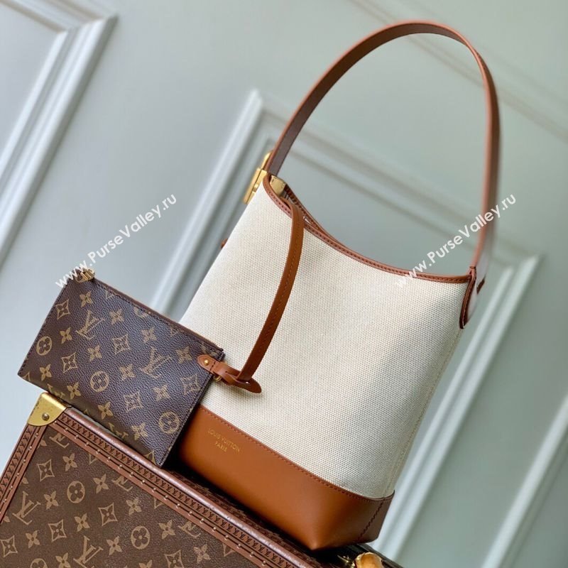 Louis Vuitton Low Key Hobo PM Hobo Bag in Cotton Canvas and Leather M25468 Beige/Brown 2025 (KI-2508110031)