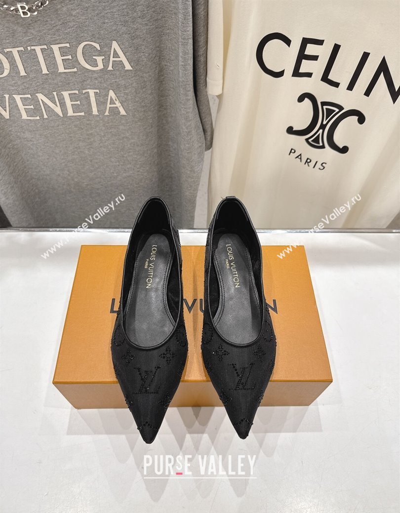 Louis Vuitton Gala Flat Ballerinas Flat in Mesh and Strass Black 2025 1AIFUI (MD-250829119)