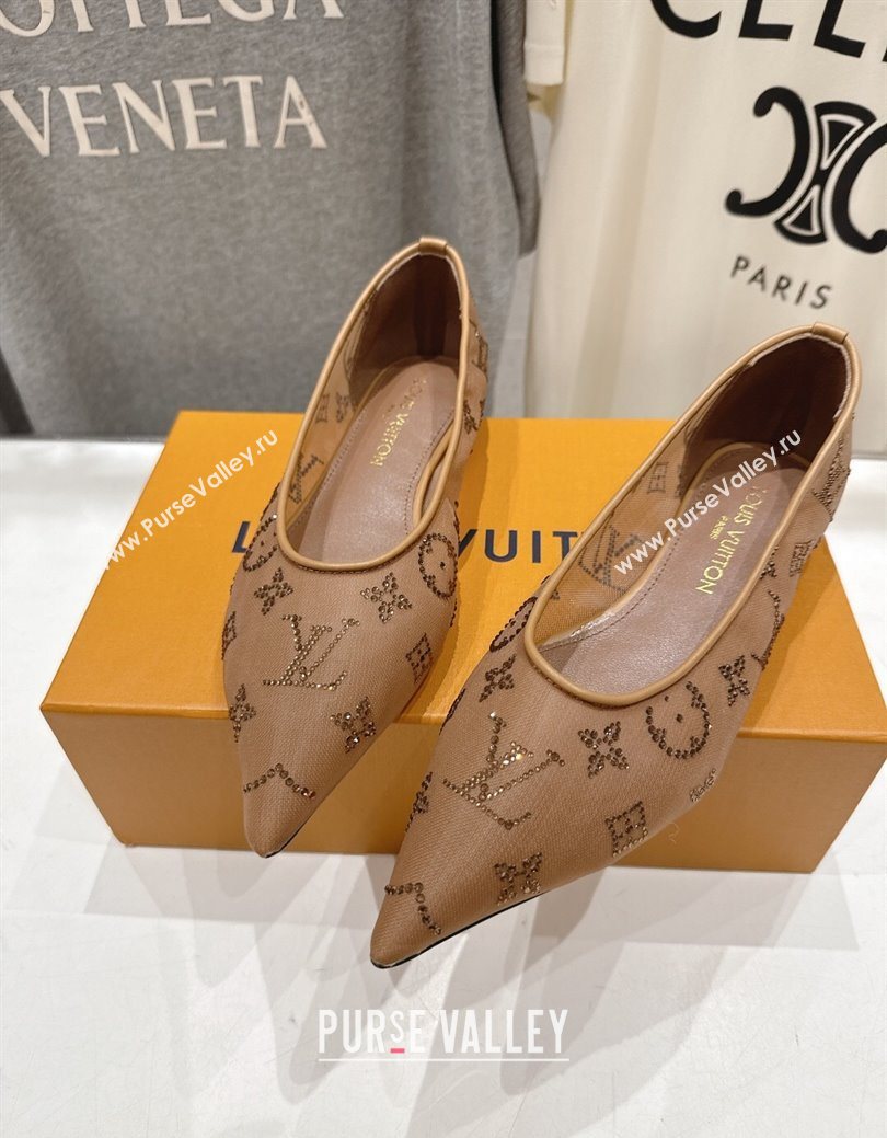 Louis Vuitton Gala Flat Ballerinas Flat in Mesh and Strass Brown 2025 1AIFUI (MD-250829120)