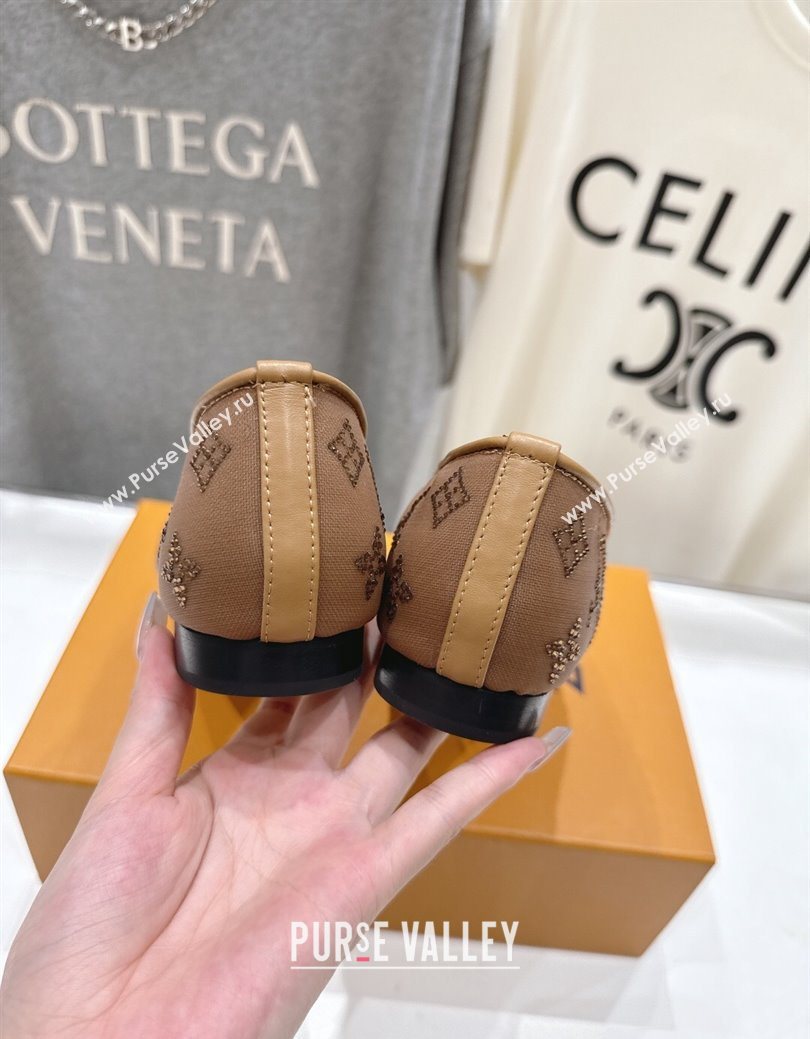 Louis Vuitton Gala Flat Ballerinas Flat in Mesh and Strass Brown 2025 1AIFUI (MD-250829120)